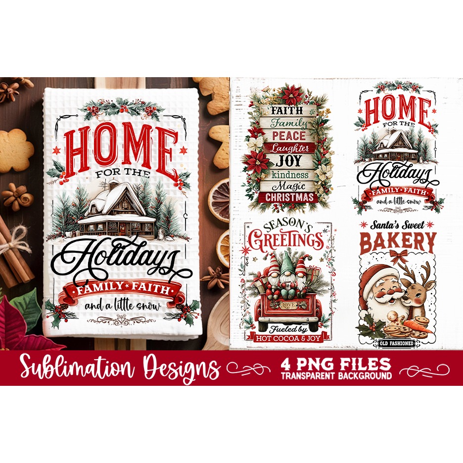 Christmas Kitchen Towel 4 PNG Retro PNG Sublimation (2) 4