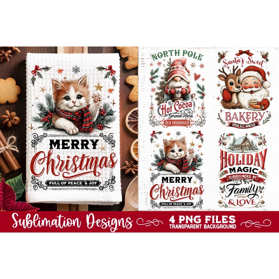 Christmas Kitchen Towel 4 PNG Retro PNG Sublimation (3) 2