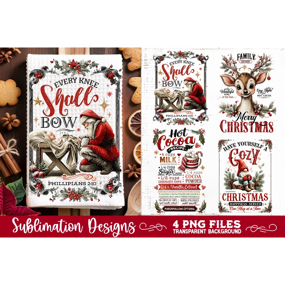Christmas Kitchen Towel 4 PNG Retro PNG Sublimation 4