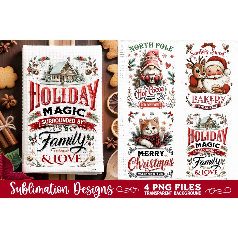 Christmas Kitchen Towel 4 PNG Retro PNG Sublimation (3) 3