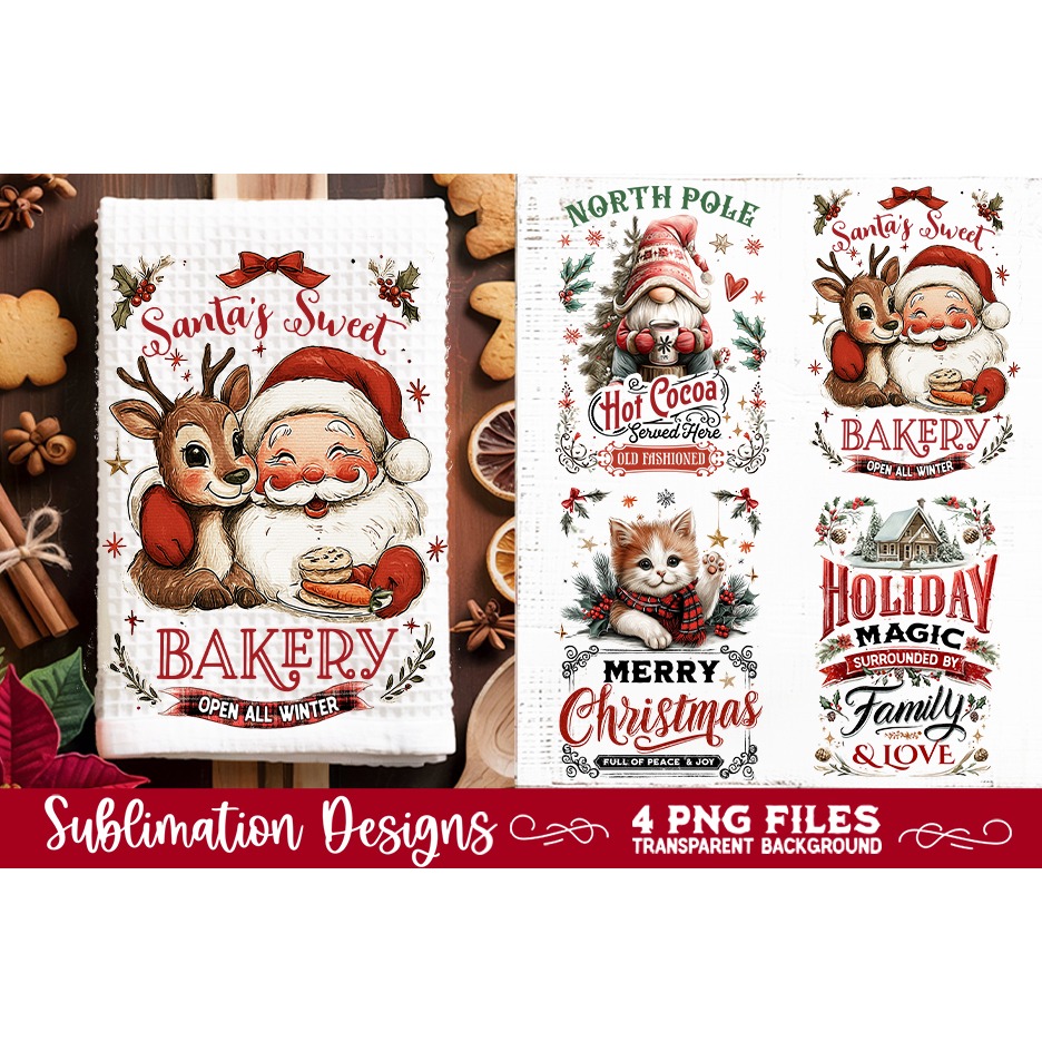 Christmas Kitchen Towel 4 PNG Retro PNG Sublimation (3) 4