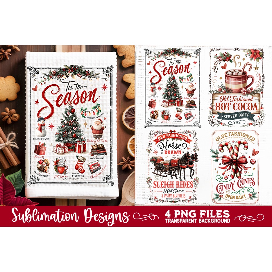 Christmas Kitchen Towel 4 PNG Retro PNG Sublimation (4) 2