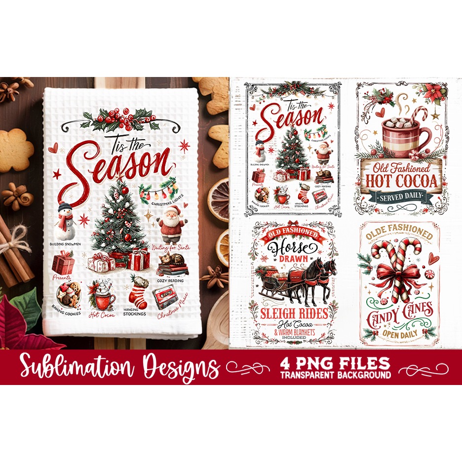 Christmas Kitchen Towel 4 PNG Retro PNG Sublimation (4) 3
