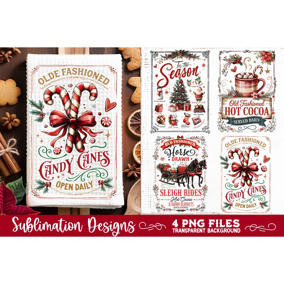 Christmas Kitchen Towel 4 PNG Retro PNG Sublimation (4) 4