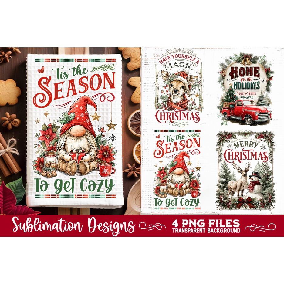 Christmas Kitchen Towel 4 PNG Retro PNG Sublimation (5)