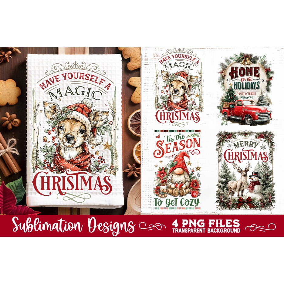 Christmas Kitchen Towel 4 PNG Retro PNG Sublimation (5) 2