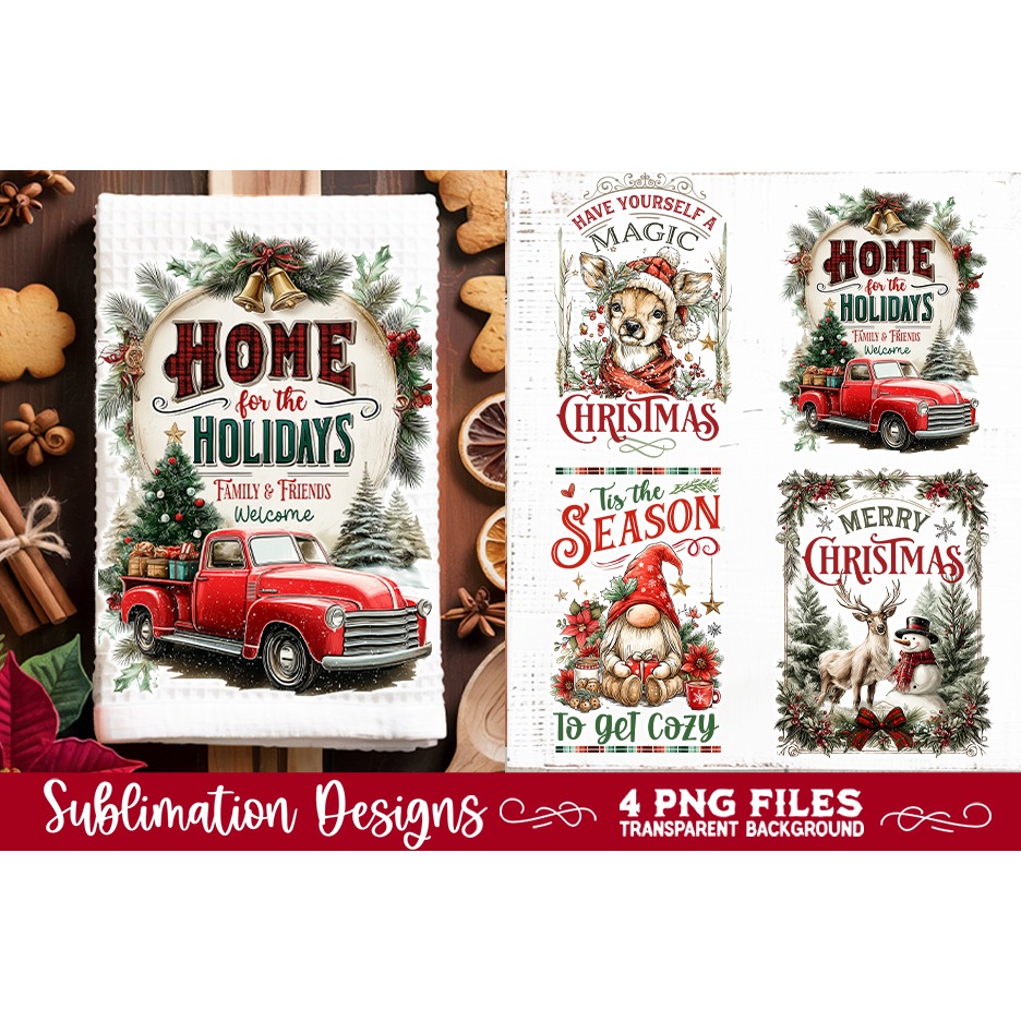 Christmas Kitchen Towel 4 PNG Retro PNG Sublimation (5) 3