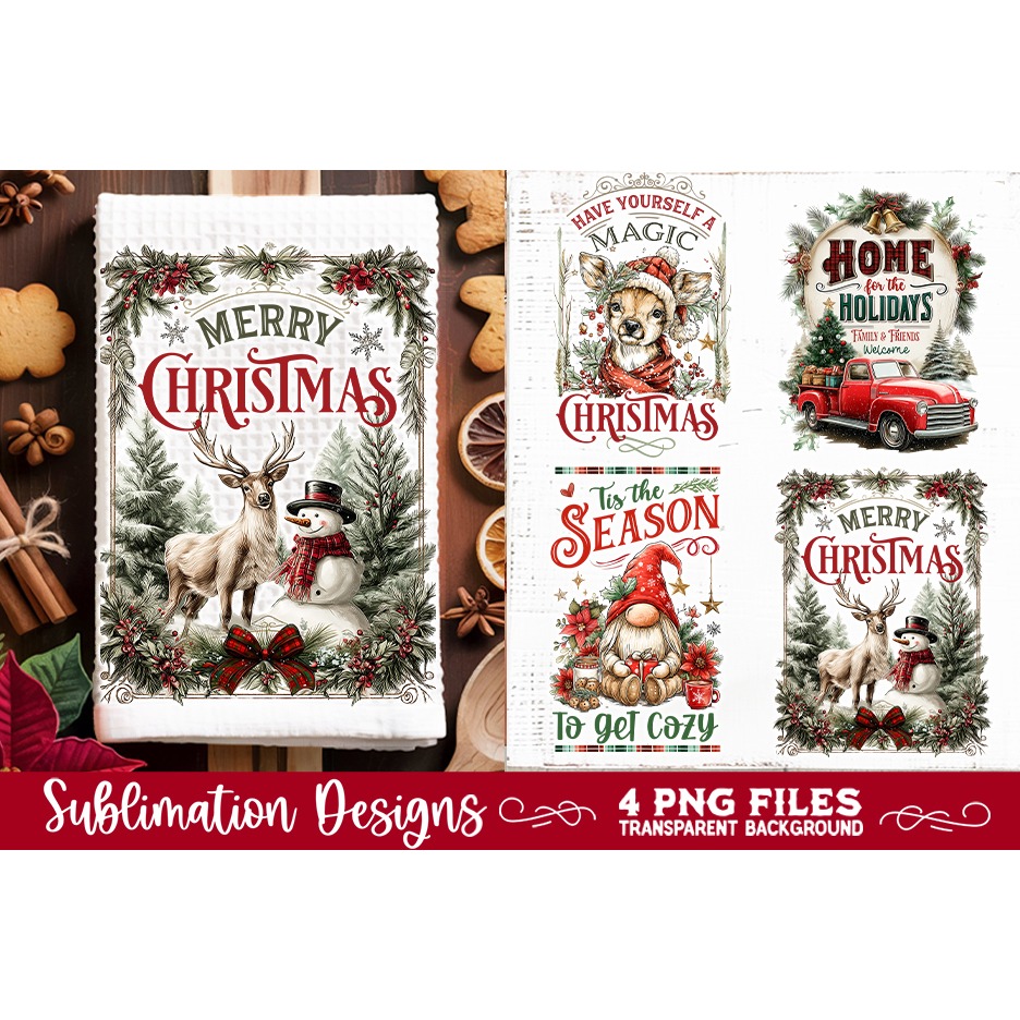 Christmas Kitchen Towel 4 PNG Retro PNG Sublimation (5) 4