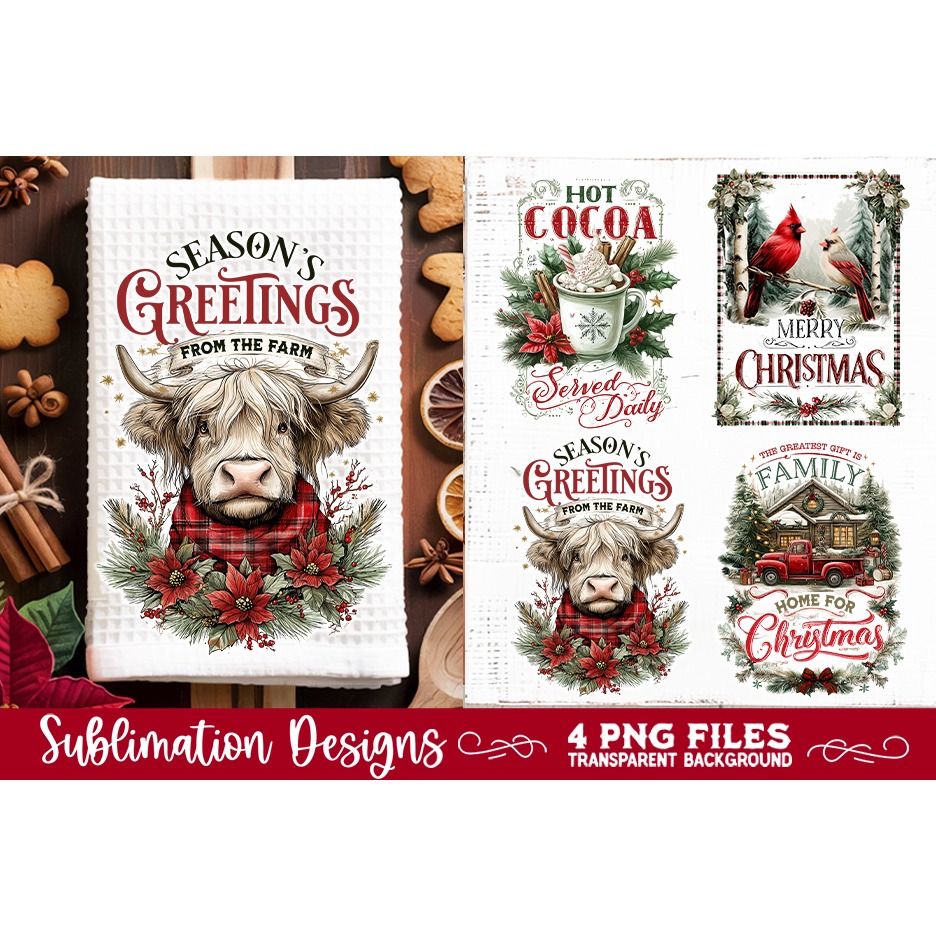 Christmas Kitchen Towel 4 PNG Retro PNG Sublimation (6)