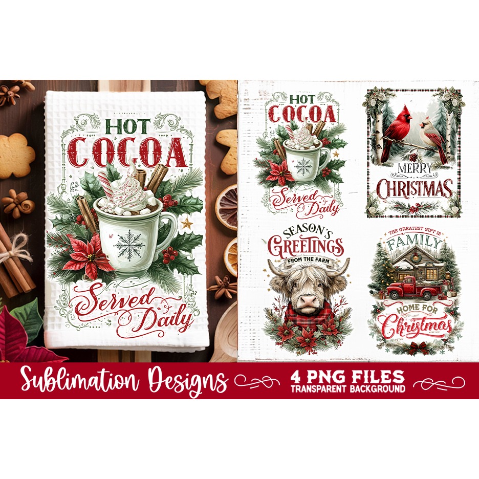 Christmas Kitchen Towel 4 PNG Retro PNG Sublimation (6) 2