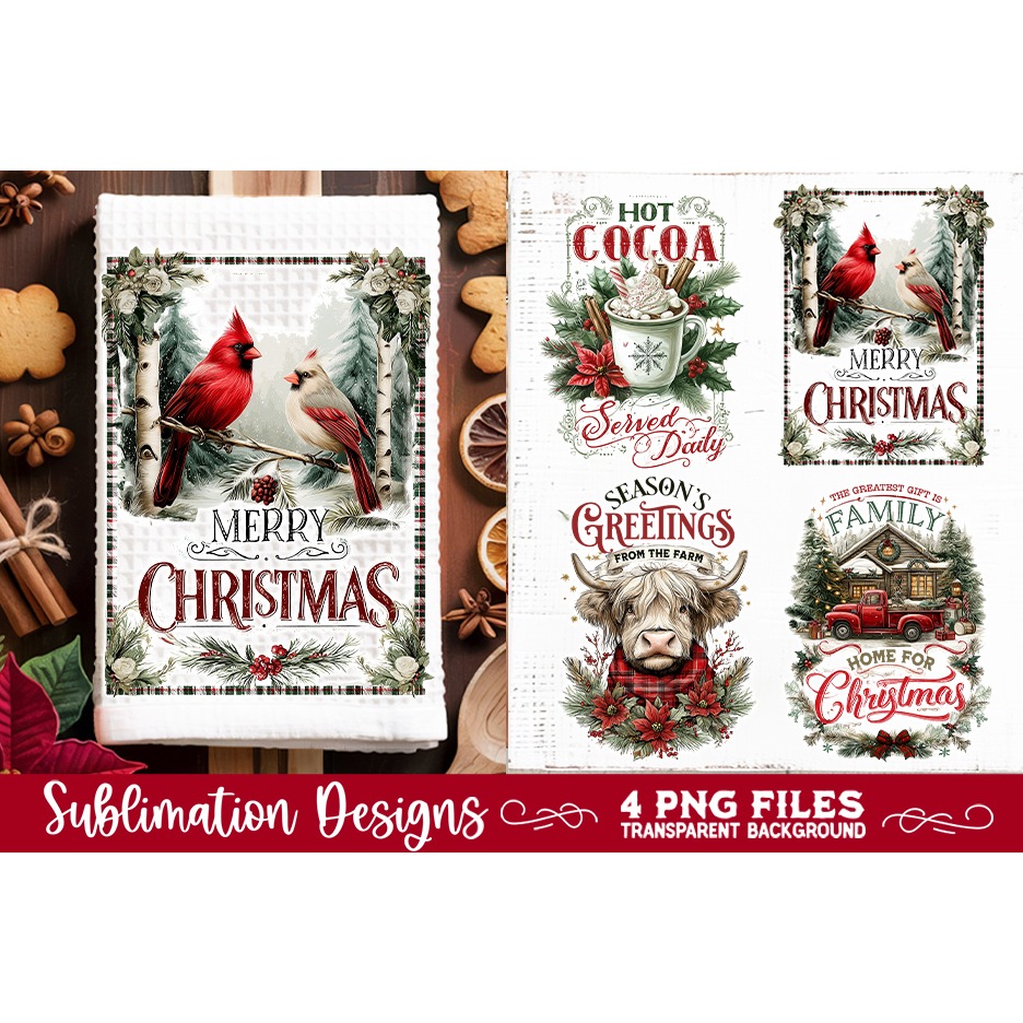 Christmas Kitchen Towel 4 PNG Retro PNG Sublimation (6) 3