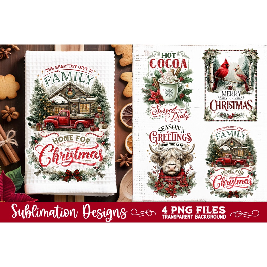 Christmas Kitchen Towel 4 PNG Retro PNG Sublimation (6) 4