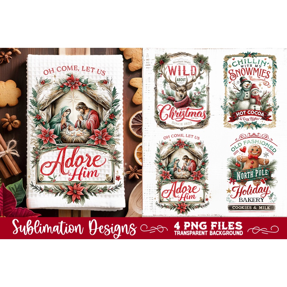 Christmas Kitchen Towel 4 PNG Retro PNG Sublimation (7) 2