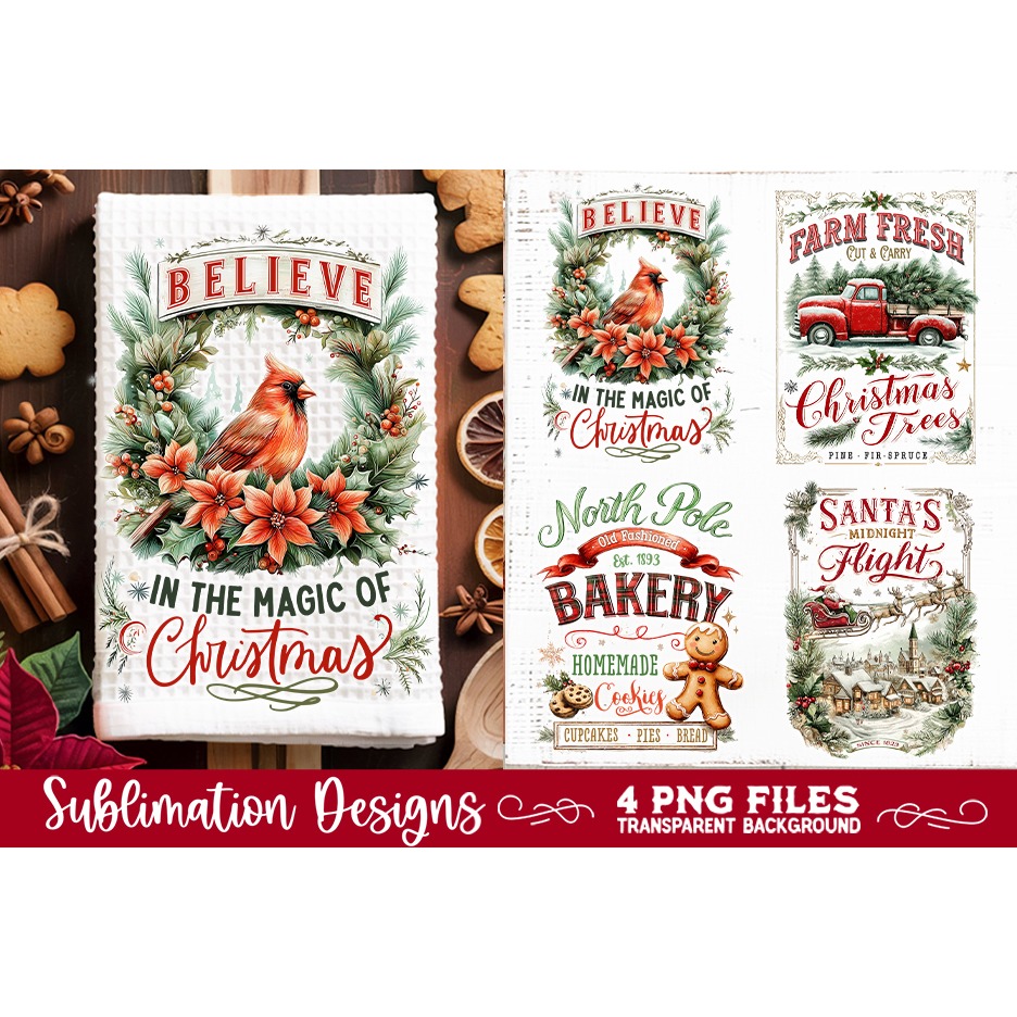 Christmas Kitchen Towel 4 PNG Retro PNG Sublimation (8)