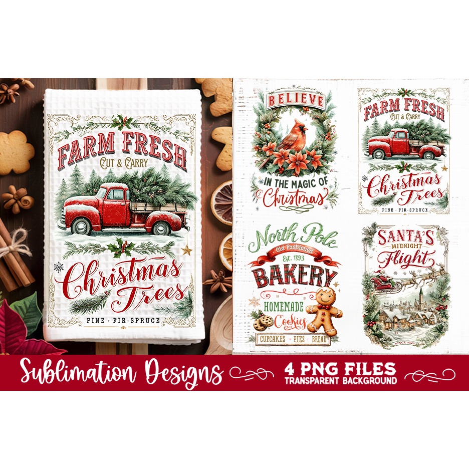 Christmas Kitchen Towel 4 PNG Retro PNG Sublimation (8) 2