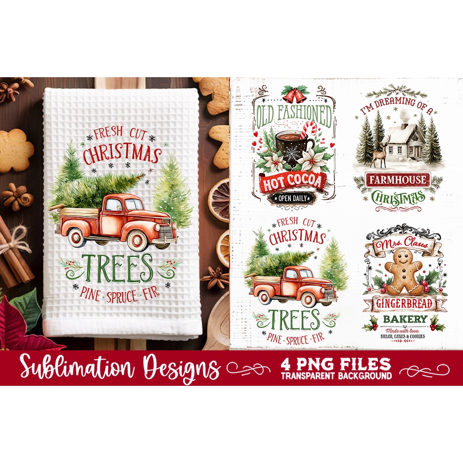 Christmas Kitchen Towel 4 PNG Retro PNG Sublimation (9) 2