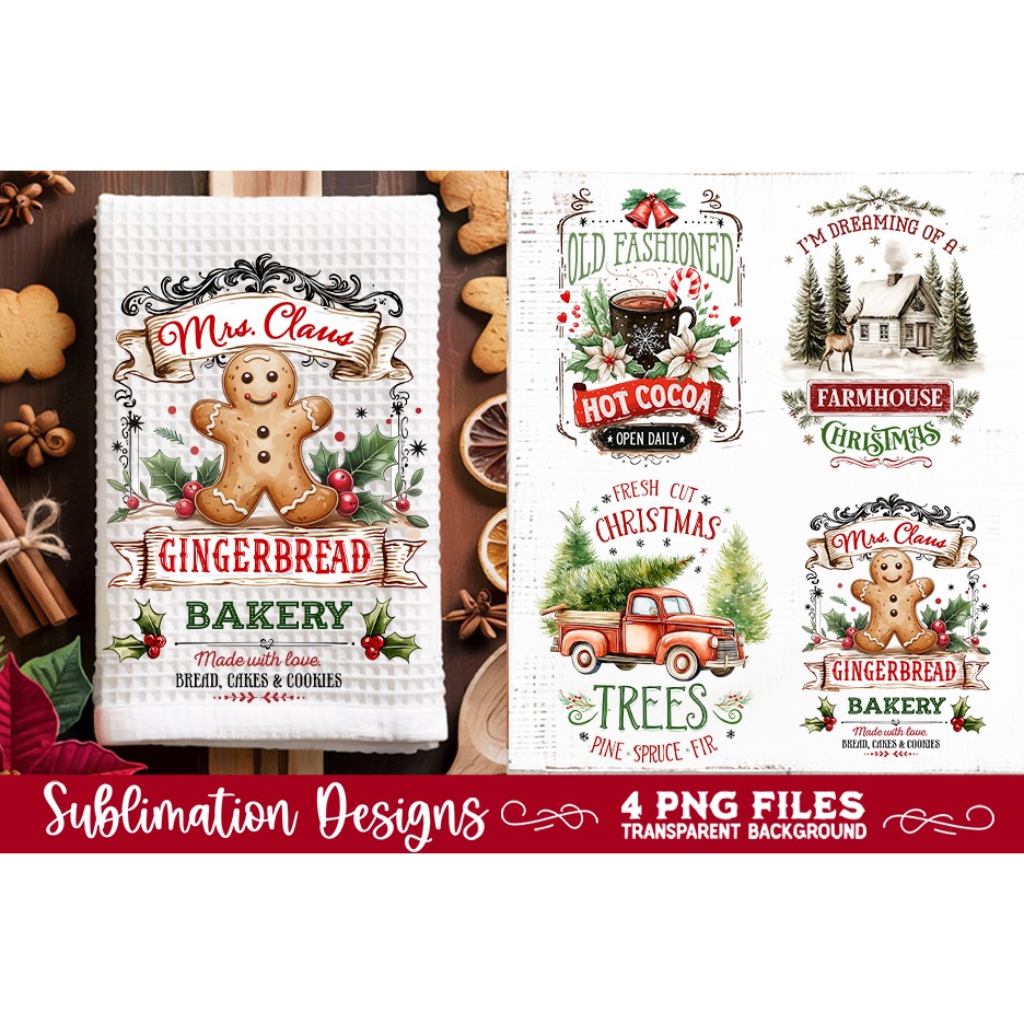 Christmas Kitchen Towel 4 PNG Retro PNG Sublimation (9) 4