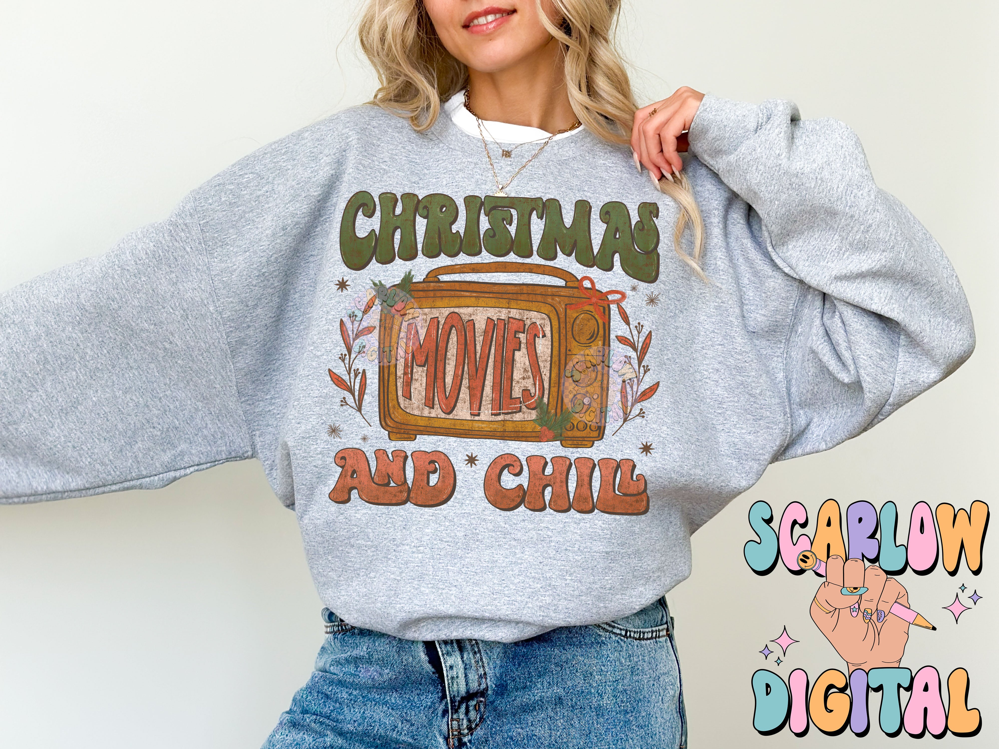 Christmas Movies and Chill PNG Digital Design Download, xmas movies png, traditional christmas png, vintage christmas png, trendy winter png 5