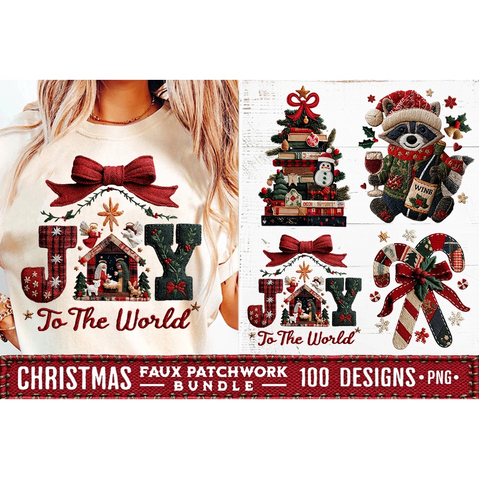 Christmas Patchwork Bundle 100 Designs PNGs Sublimation 19