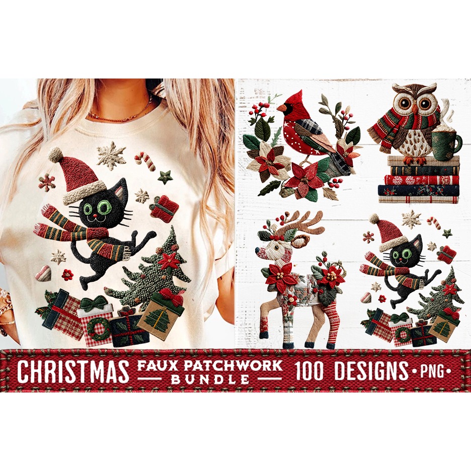 Christmas Patchwork Bundle 100 Designs PNGs Sublimation 20