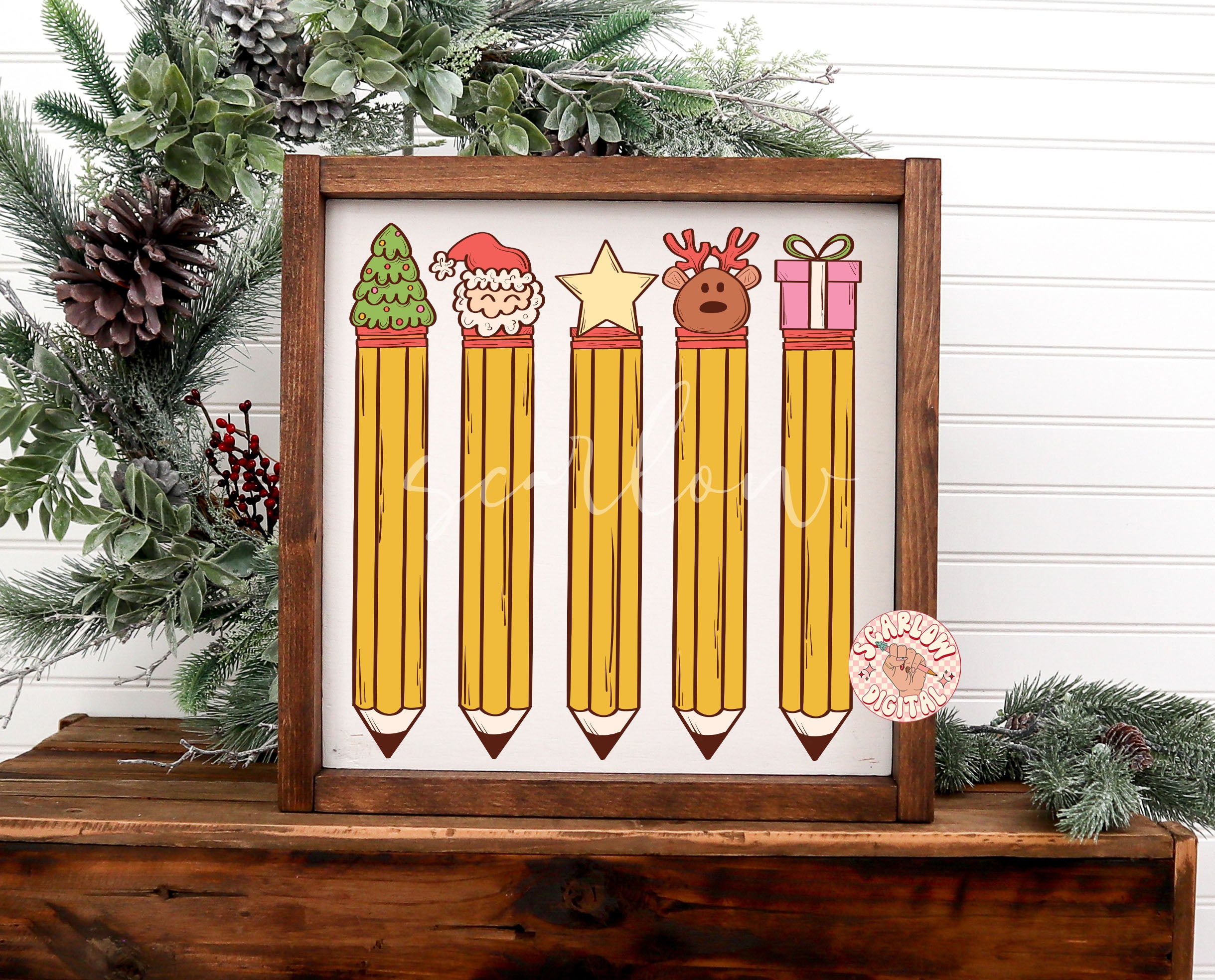 Christmas Pencils PNG-Teacher Sublimation Digital Design Download-teacher xmas png, xmas teacher gift png, santa claus png, reindeer png 3