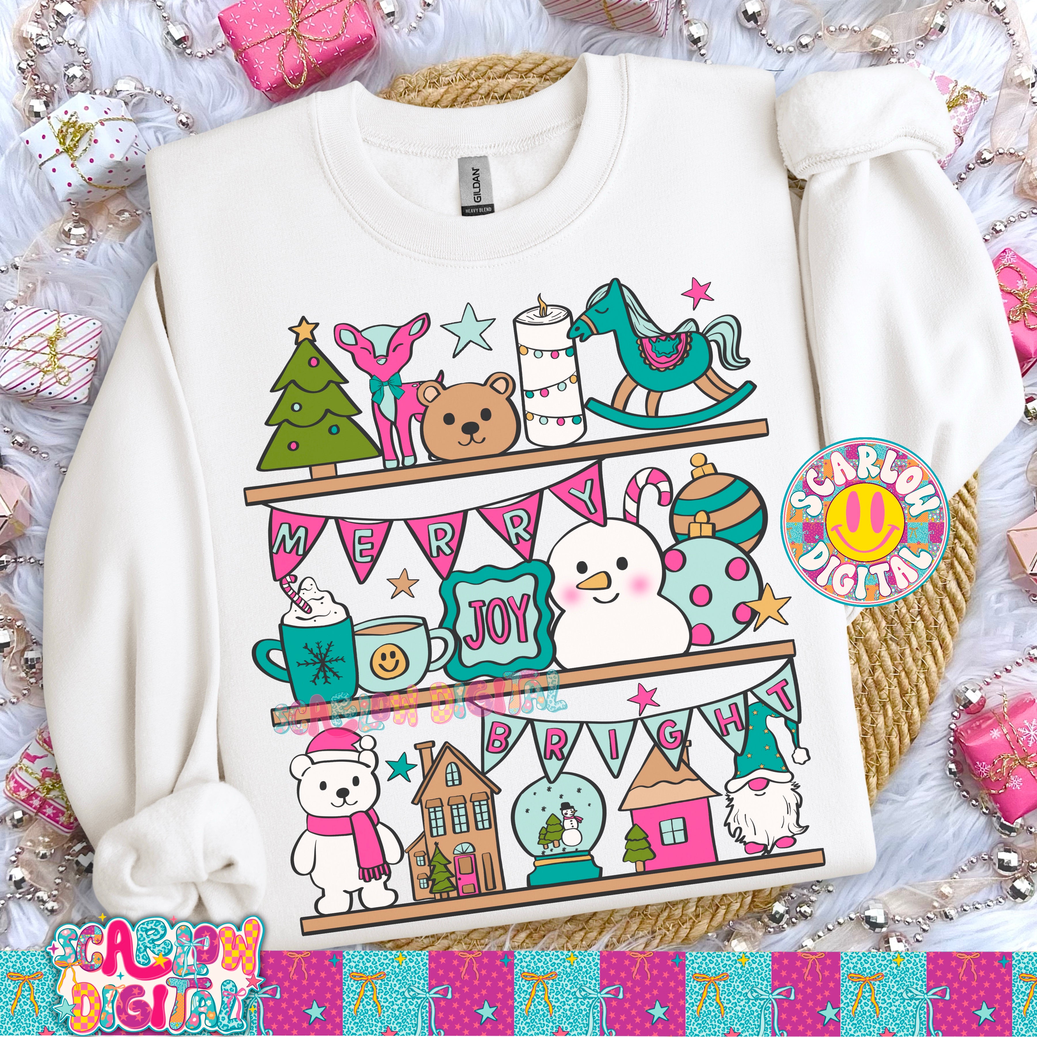 Christmas Shelves PNG Digital Design 2