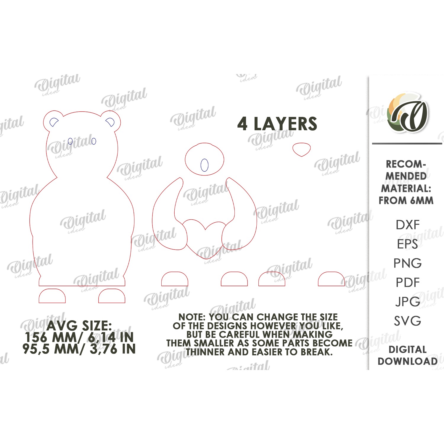 Christmas Singing Polar Bears Laser Cut. Standing Decor SVG 2