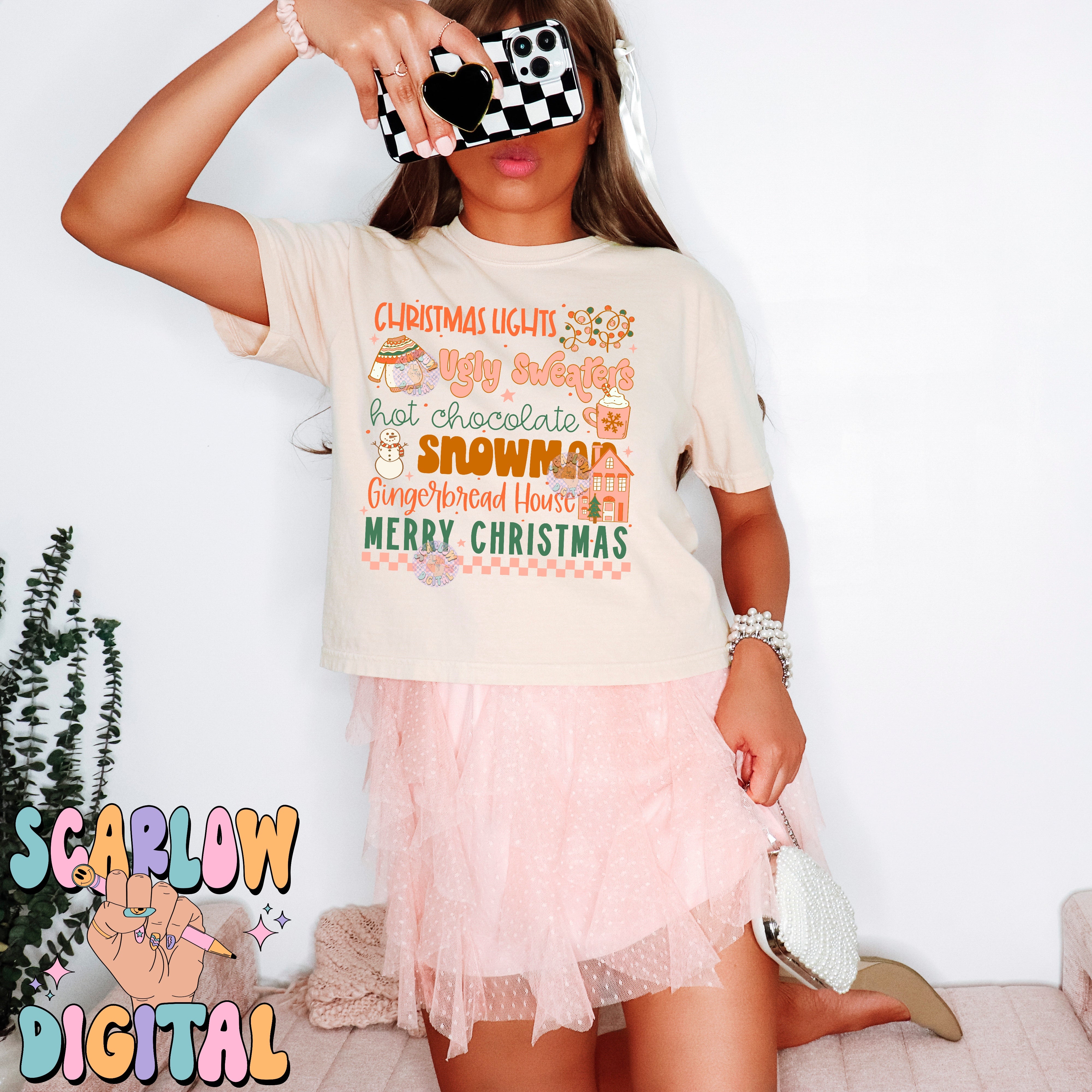 Christmas Things PNG Digital Design, christmas lights, snowman, merry christmas, trendy designs, gingerbread christmas, hot cocoa png design 5
