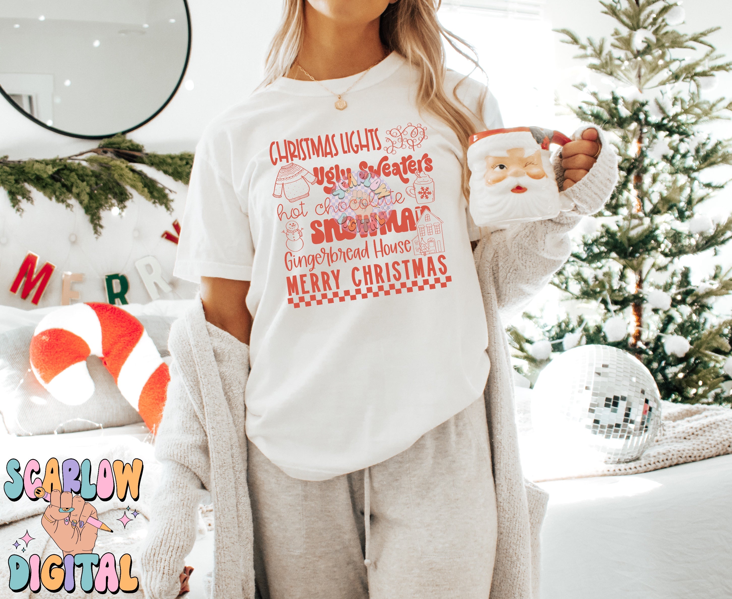 Christmas Things PNG Digital Design, christmas lights, snowman, merry christmas, trendy designs, single color christmas, hot cocoa png design 4