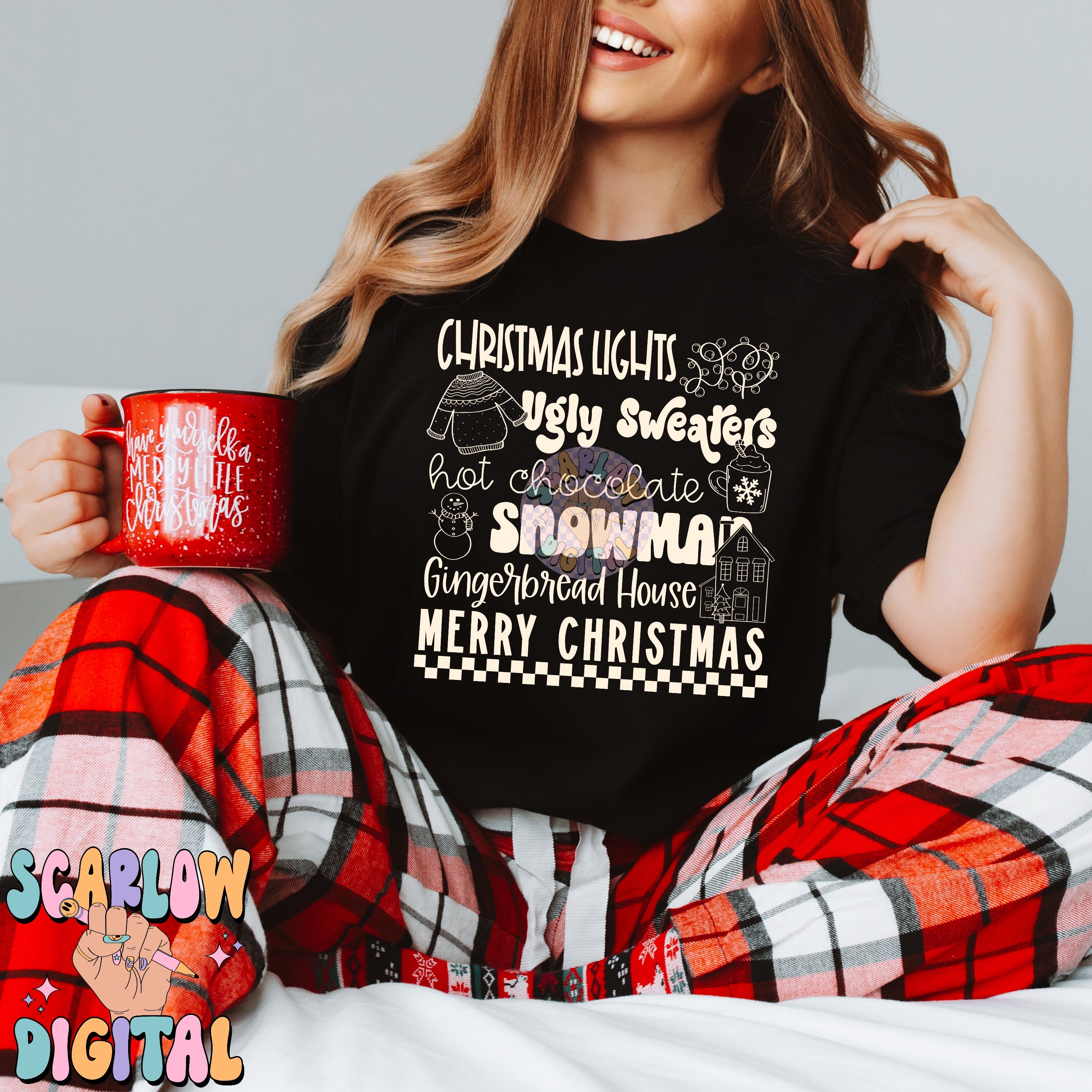 Christmas Things PNG Digital Design, christmas lights, snowman, merry christmas, trendy designs, single color christmas, hot cocoa png design 5