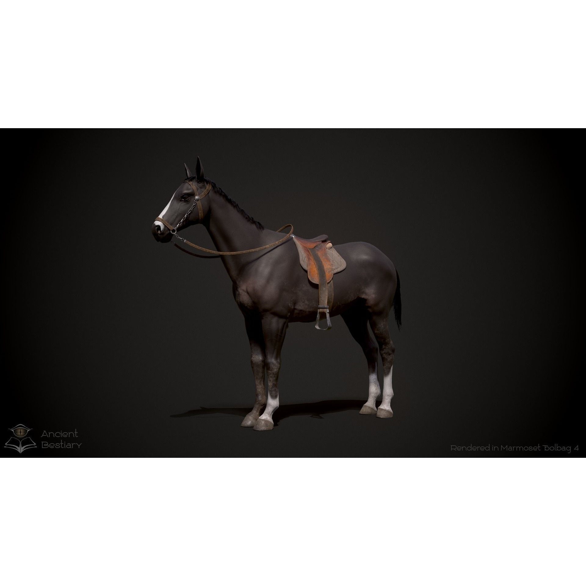 Classic Horse Animated Asset Low-poly 3D model 5