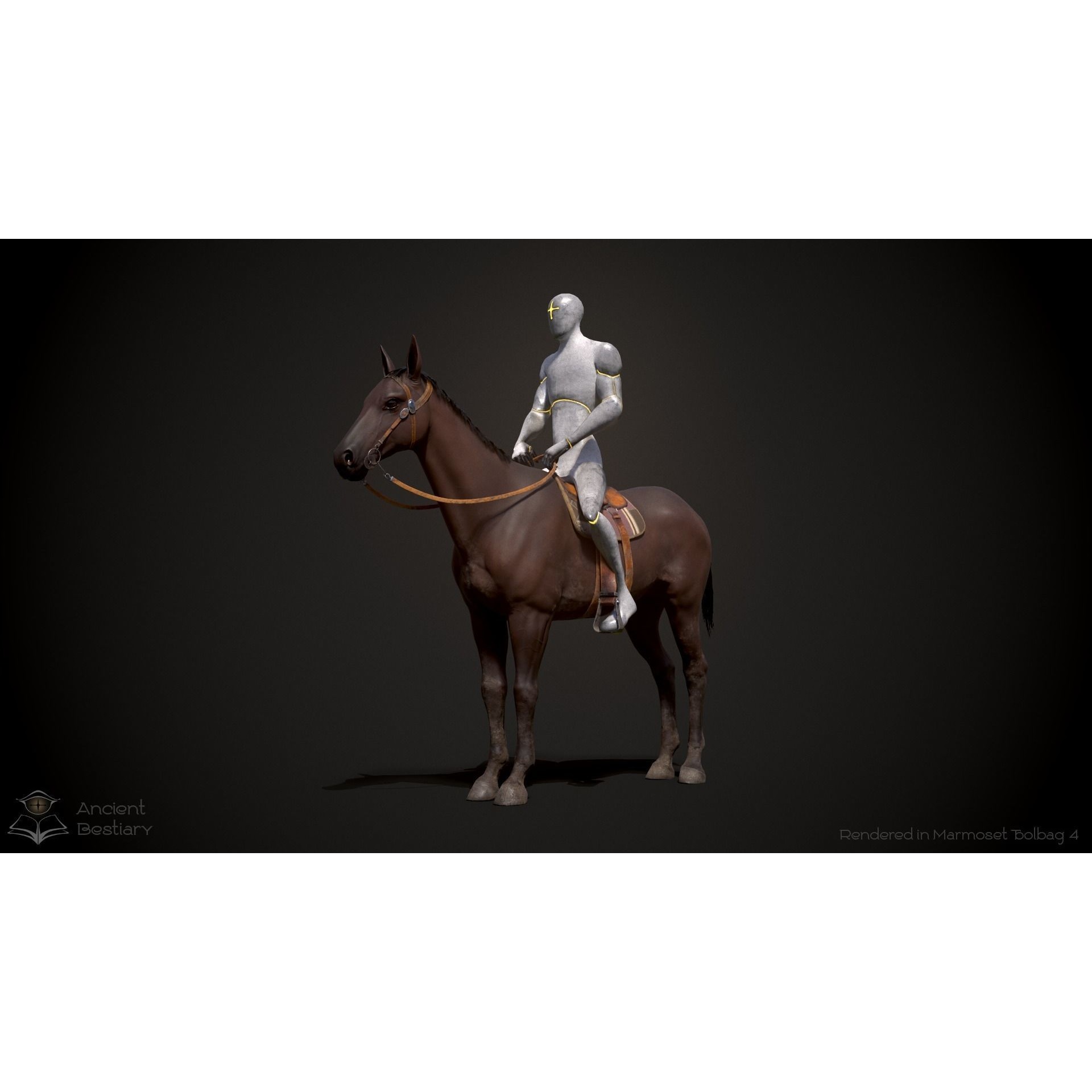 Classic Horse Animated Asset Low-poly 3D model 6