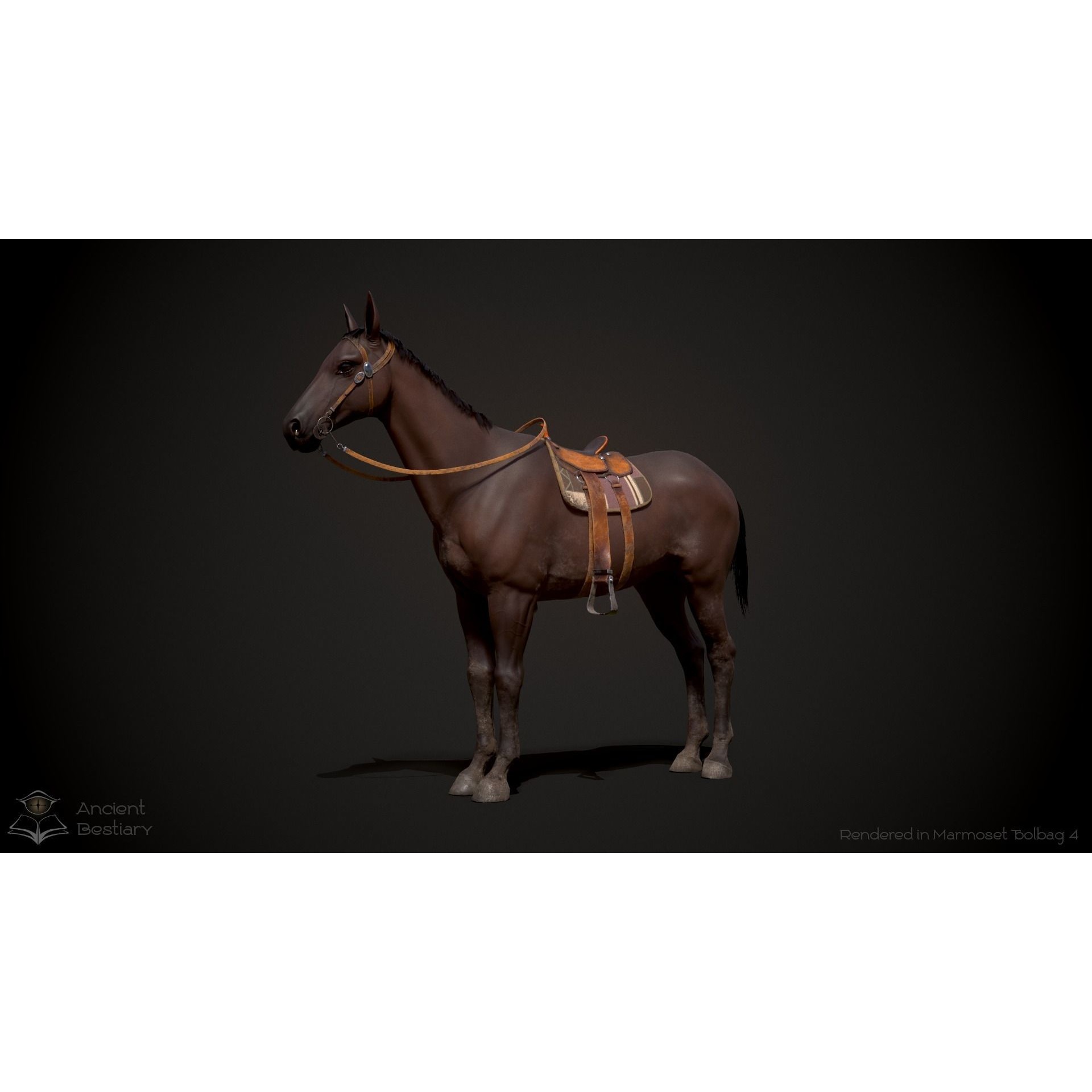Classic Horse Animated Asset Low-poly 3D model 9