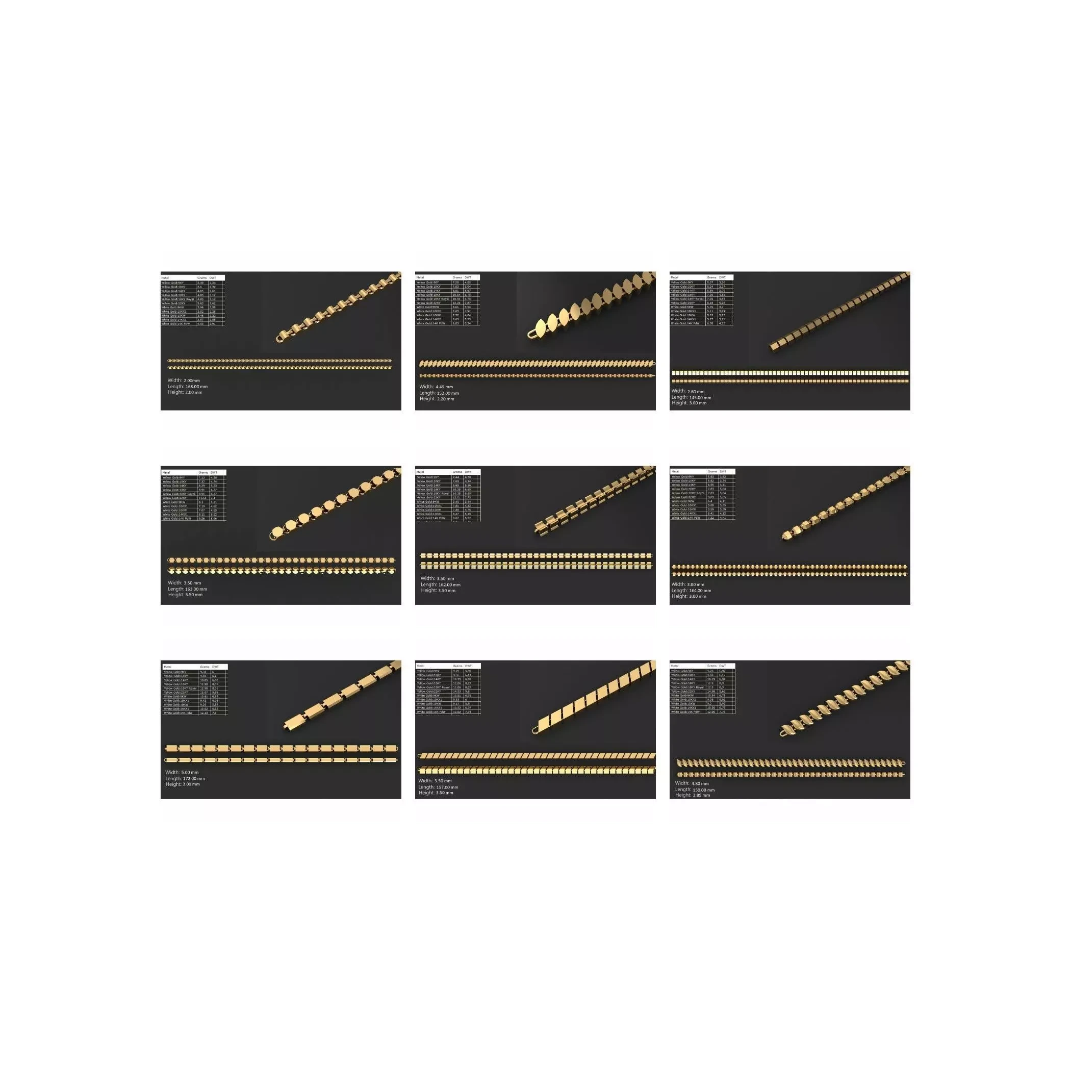 COLLECTION 750 CUBAN-LINK-CHAIN-BRACELETS- BULK 3D print model 2