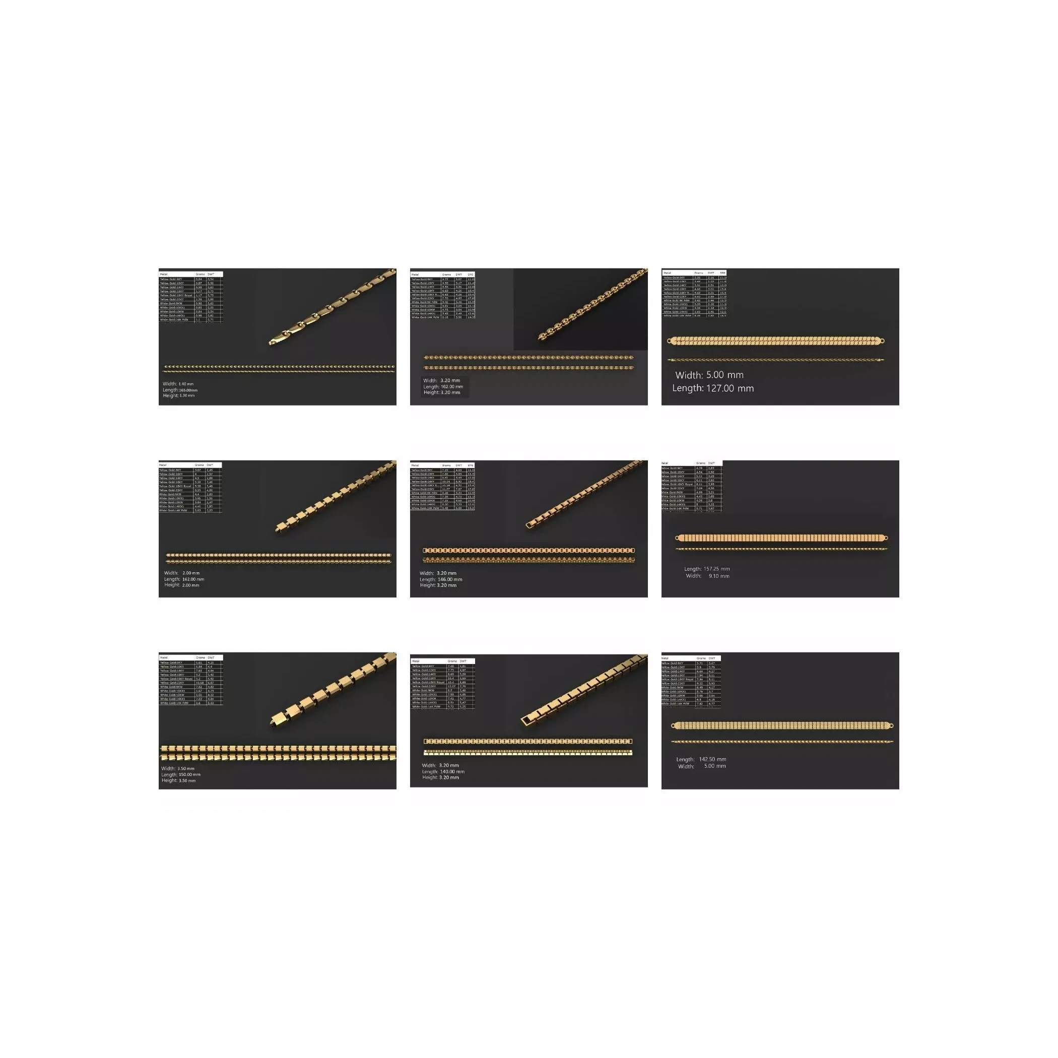 COLLECTION 750 CUBAN-LINK-CHAIN-BRACELETS- BULK 3D print model 4