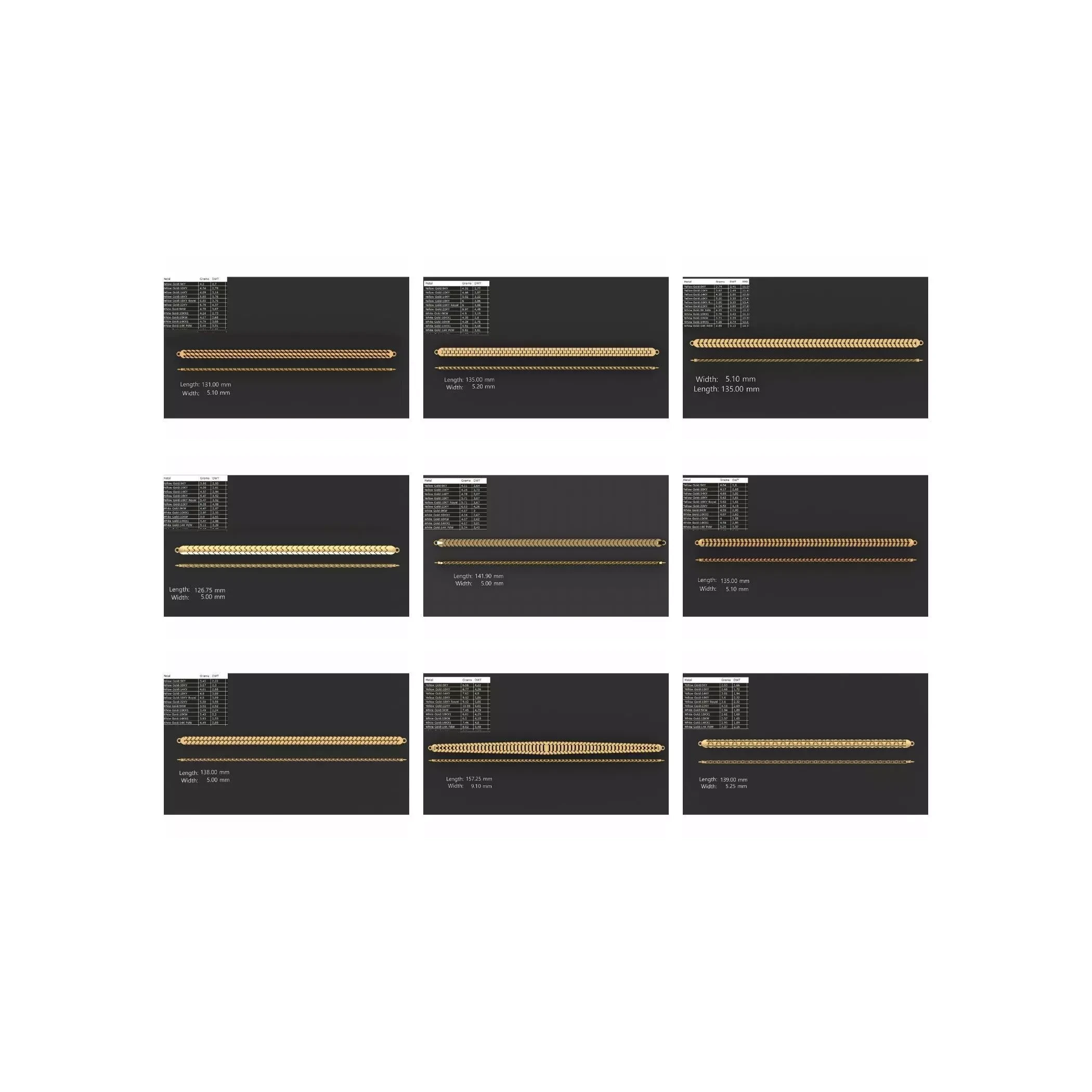 COLLECTION 750 CUBAN-LINK-CHAIN-BRACELETS- BULK 3D print model 5