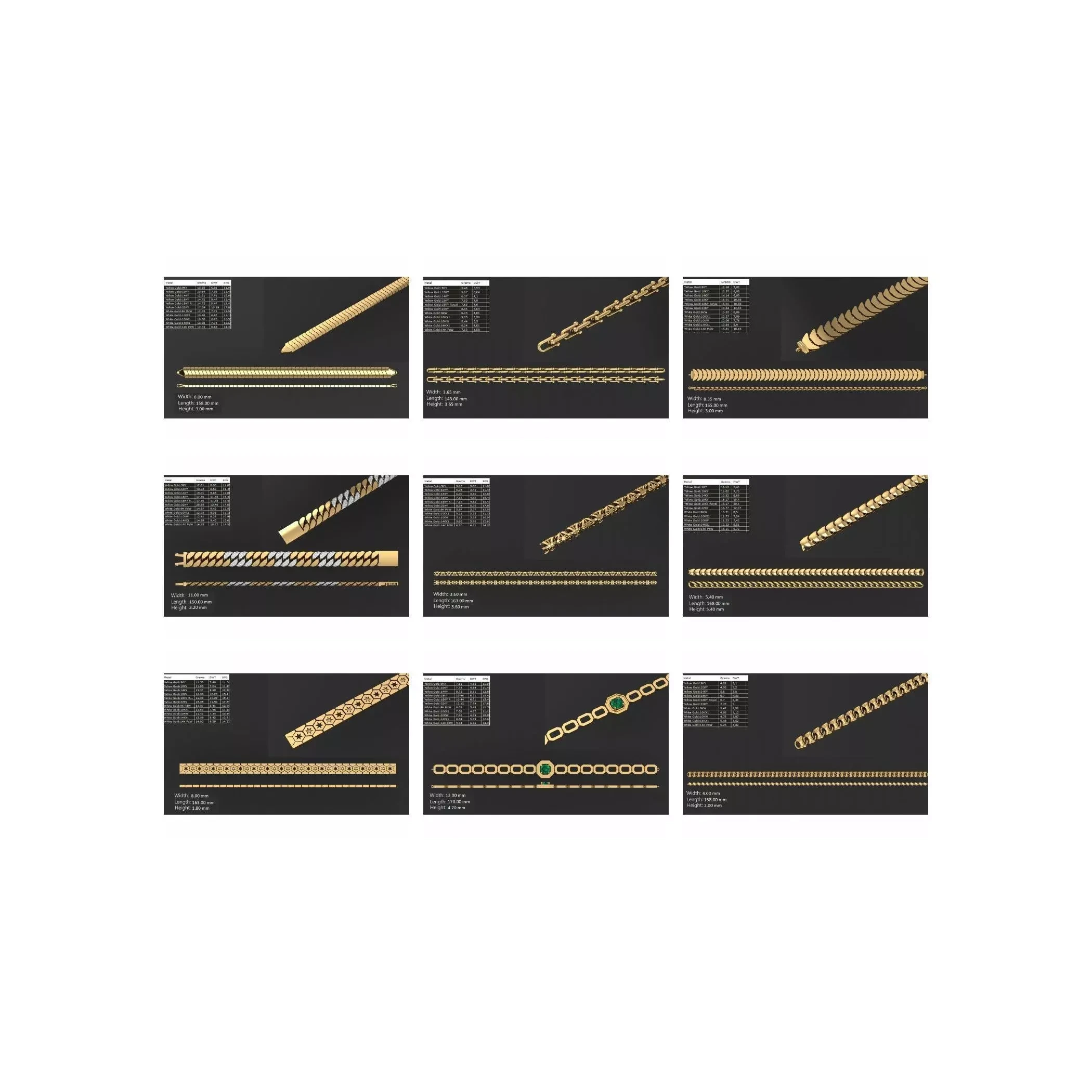 COLLECTION 750 CUBAN-LINK-CHAIN-BRACELETS- BULK 3D print model 9