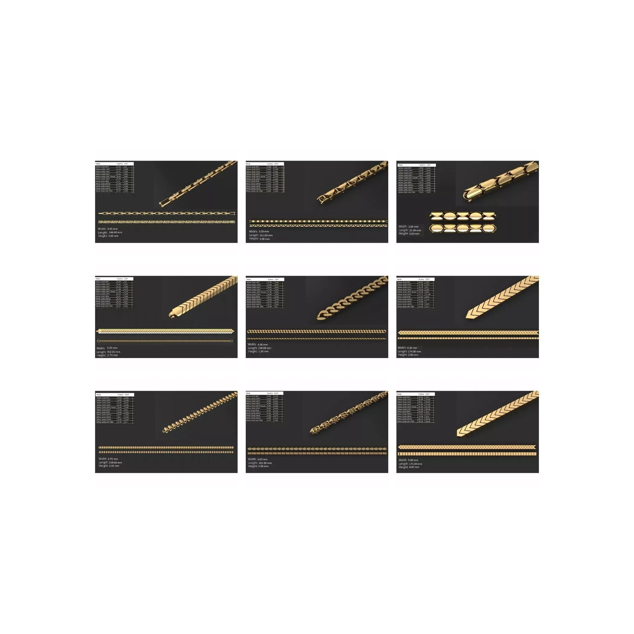 COLLECTION 750 CUBAN-LINK-CHAIN-BRACELETS- BULK 3D print model 10
