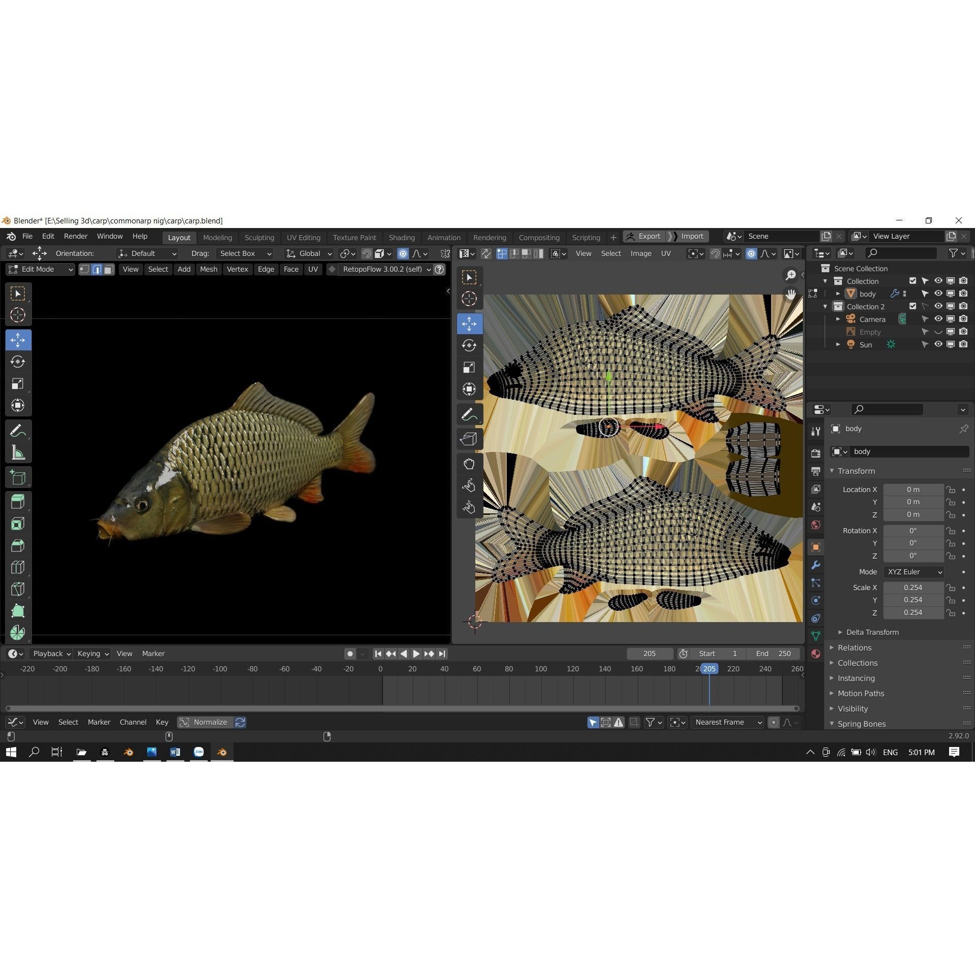 Common carp fish Free low-poly 3D model 9