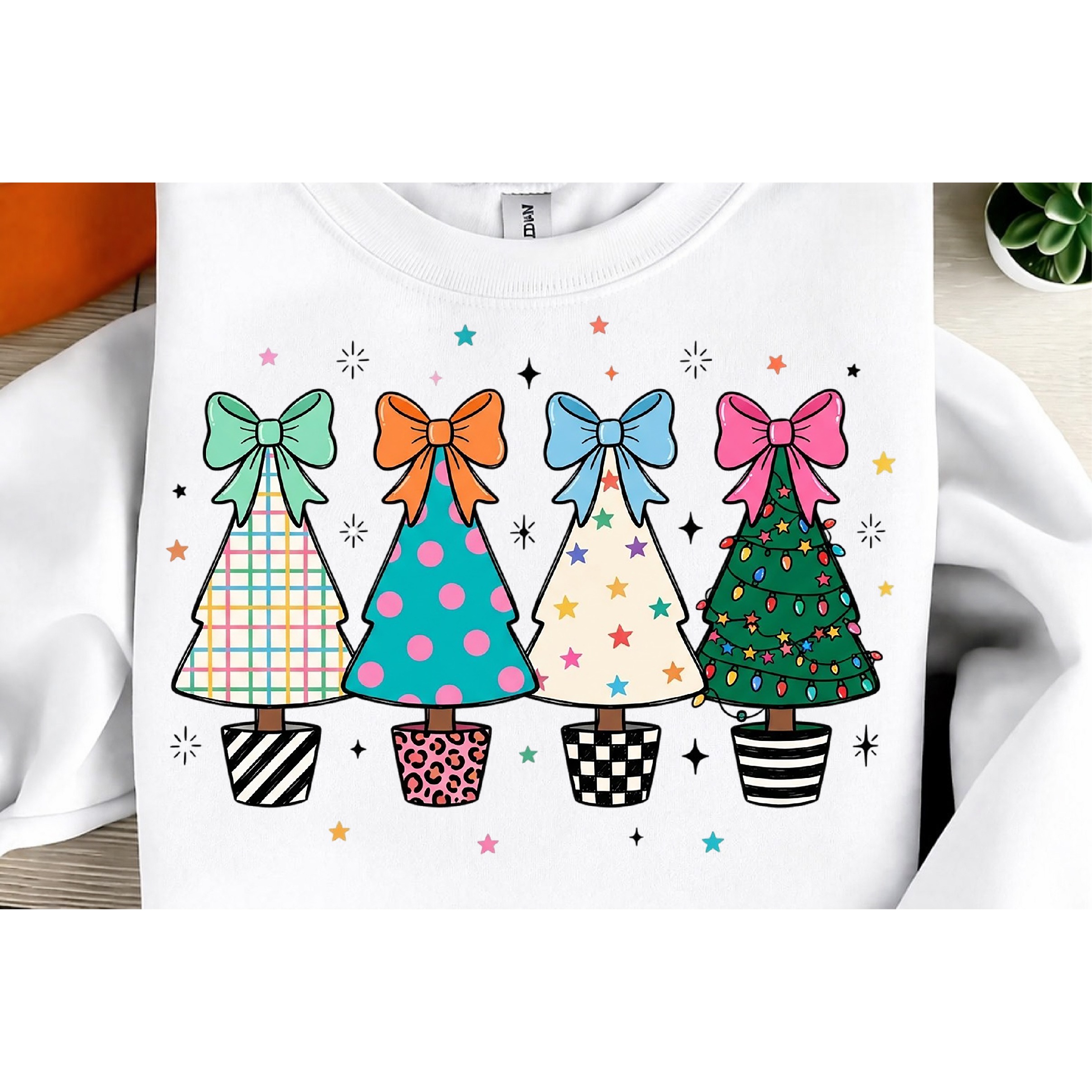 Coquette Bow Christmas Trees PNG