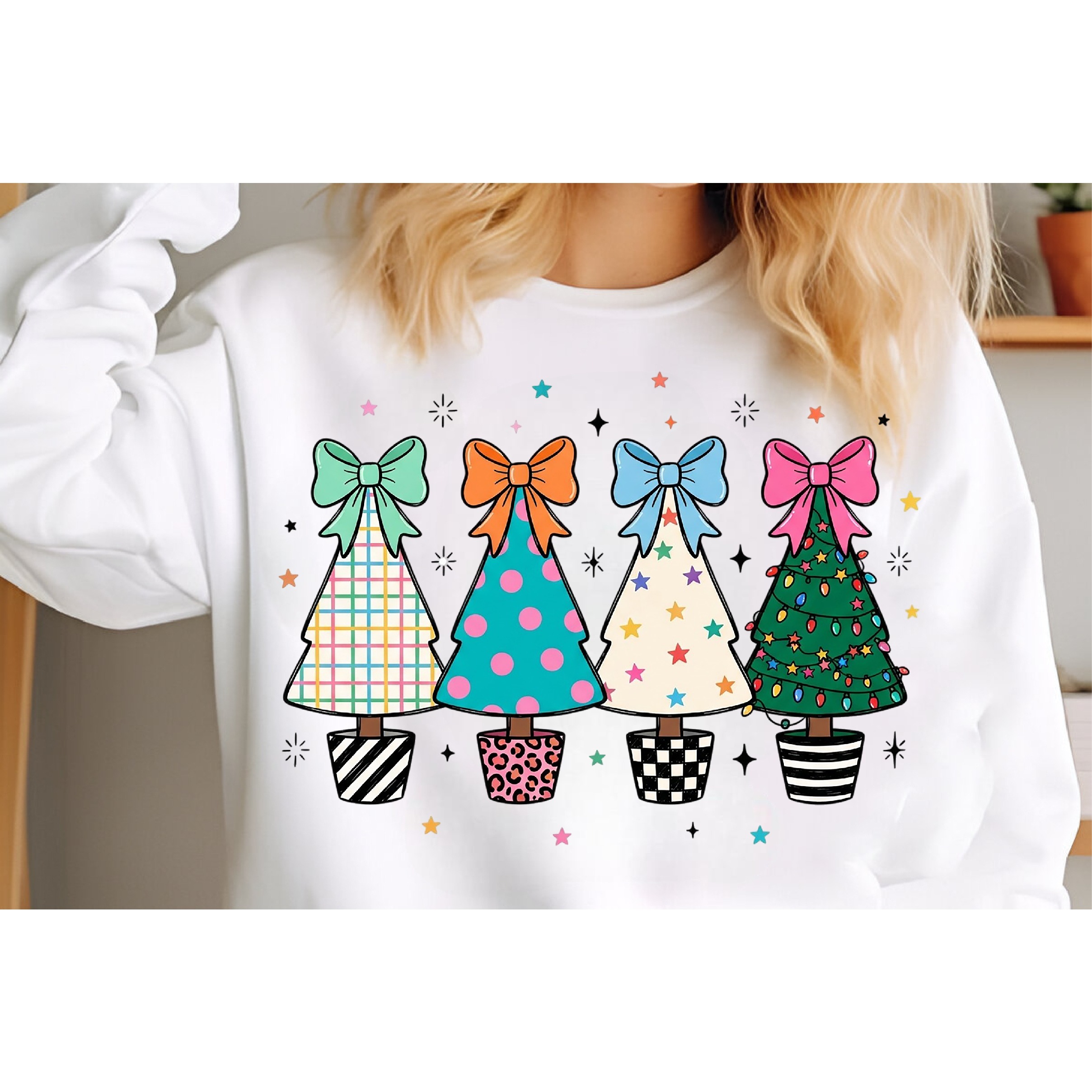 Coquette Bow Christmas Trees PNG 3