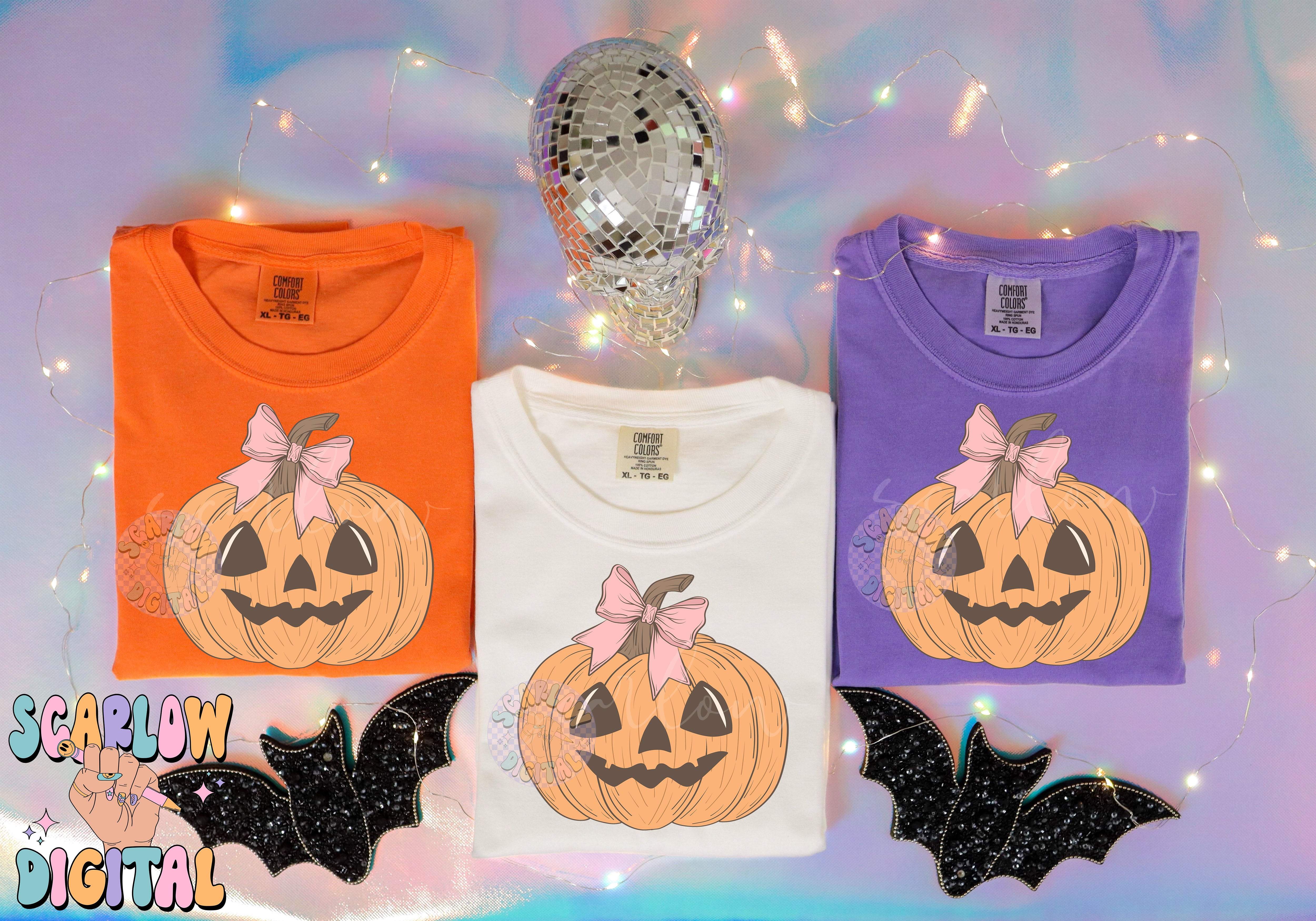 Coquette Jack-O'-Lantern PNG Digital Design Download, halloween png, fall pumpkin png, pretty pumpkin png, trendy halloween png designs 4