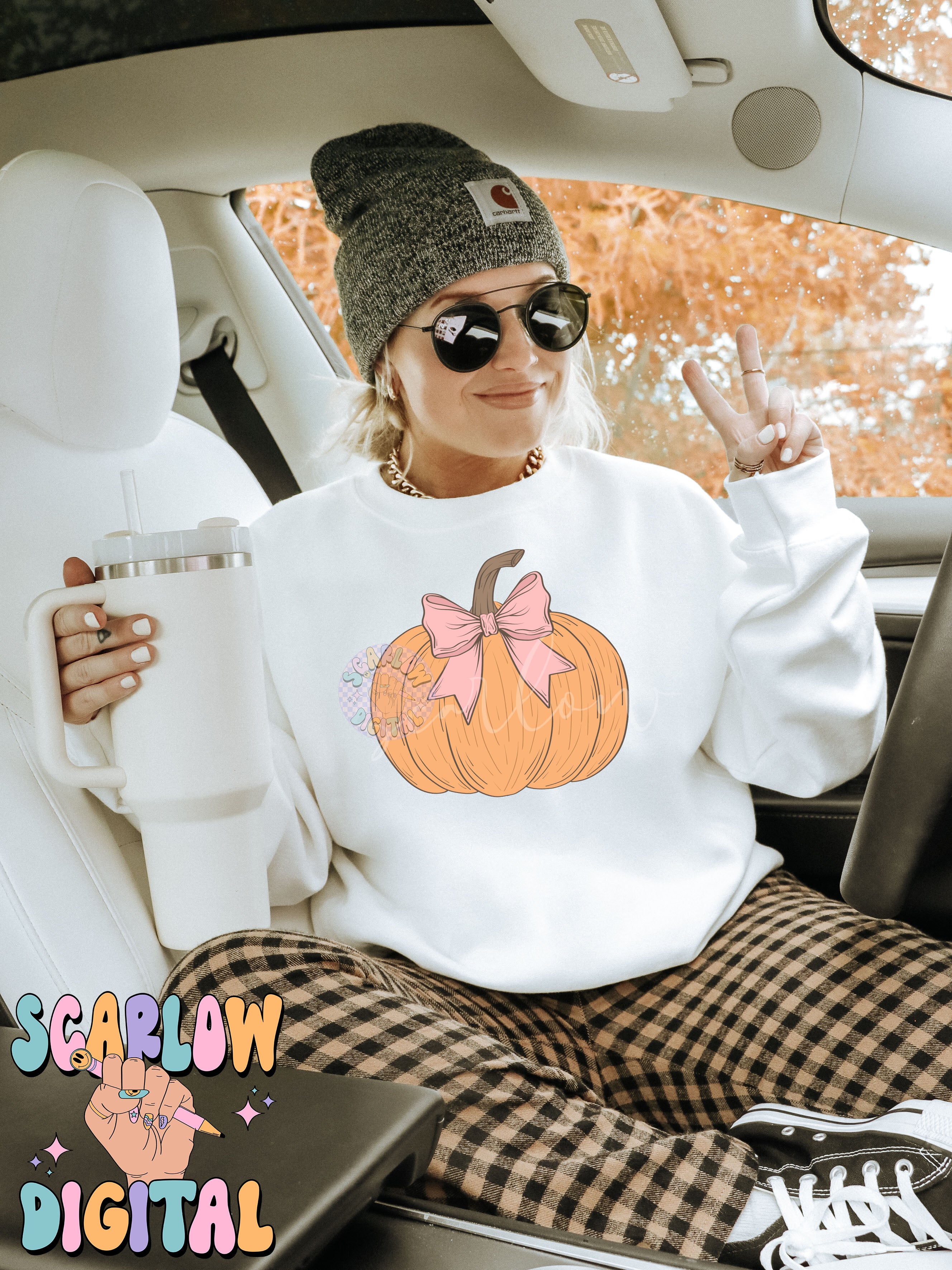 Coquette Pumpkin PNG Digital Design Download, halloween png, fall pumpkin png, pretty pumpkin png, trendy halloween designs, girl fall png 3