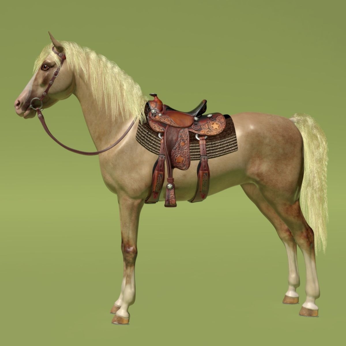 Cowboy Horse Palomino 3D model 3