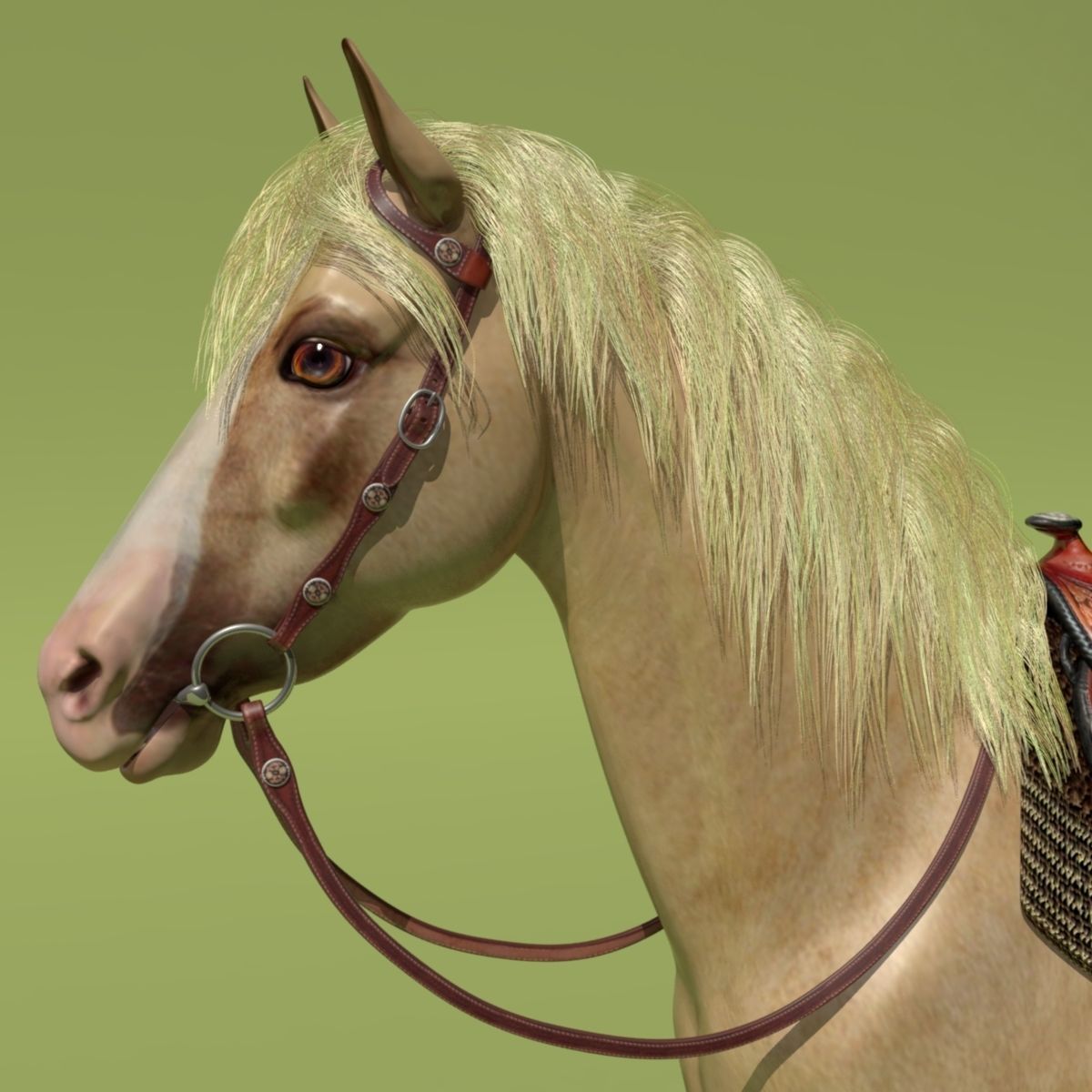 Cowboy Horse Palomino 3D model 6