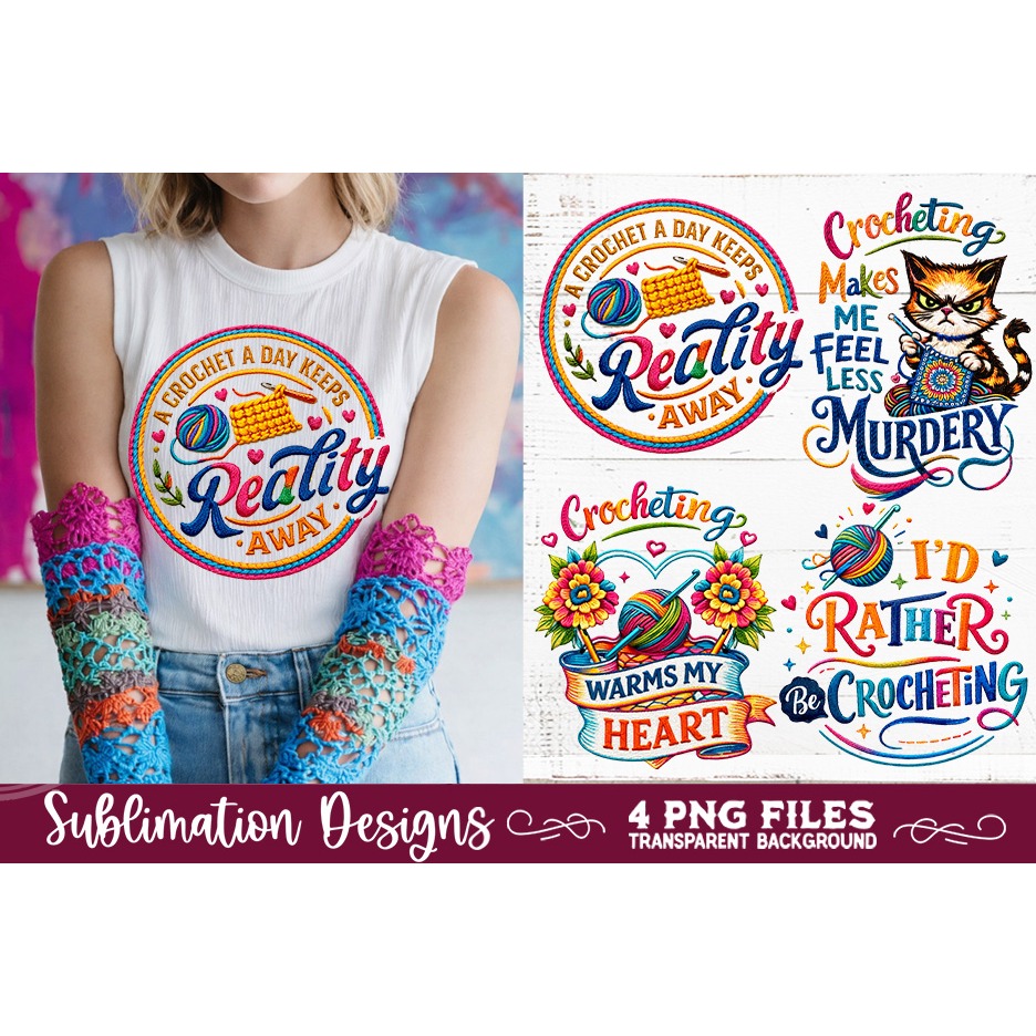 Crocheting Sublimation Faux yarn PNG 4 Designs 2
