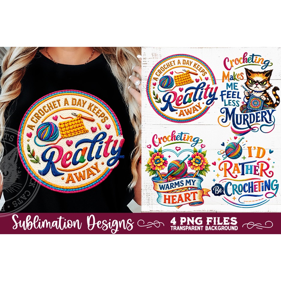 Crocheting Sublimation Faux yarn PNG 4 Designs 3