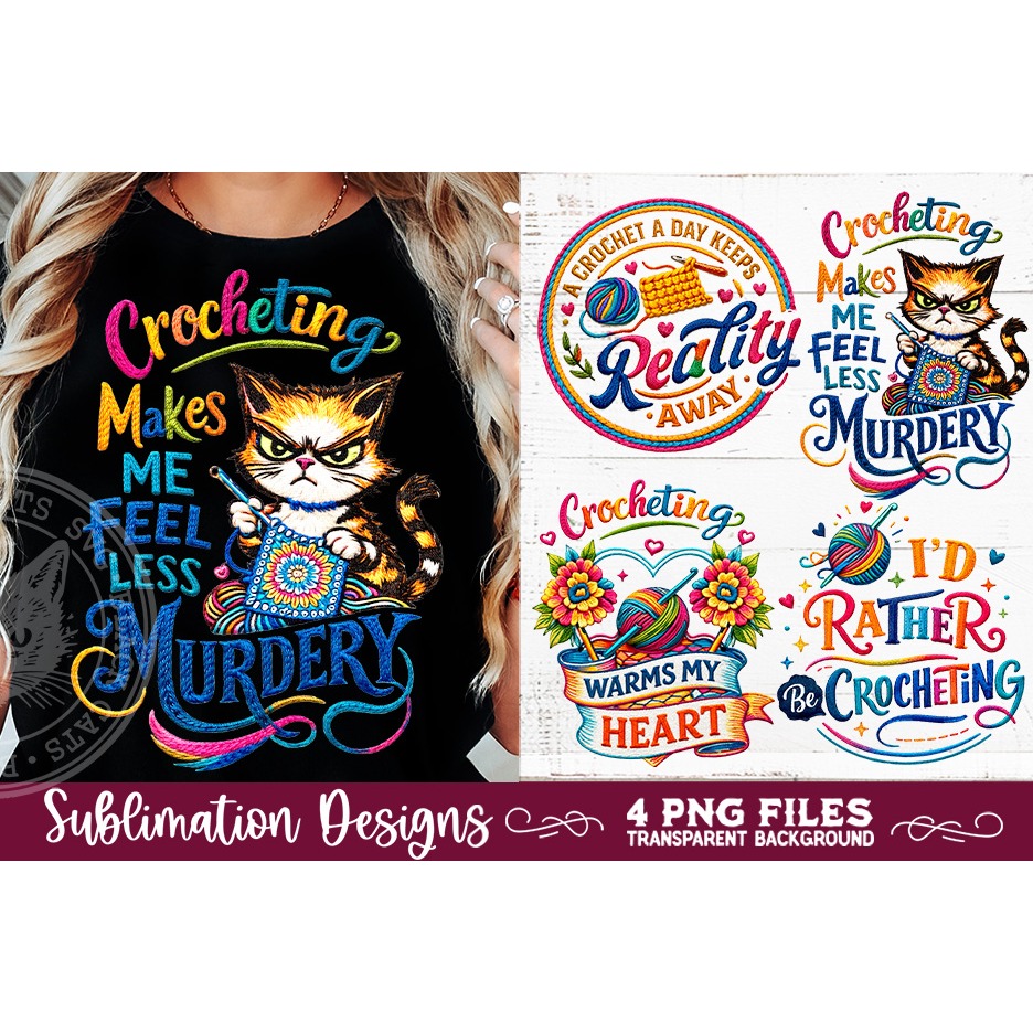 Crocheting Sublimation Faux yarn PNG 4 Designs 4
