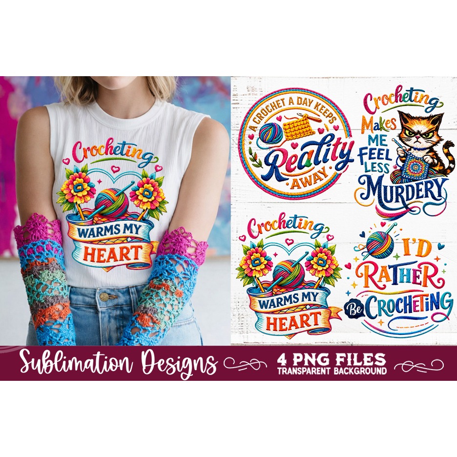 Crocheting Sublimation Faux yarn PNG 4 Designs 5