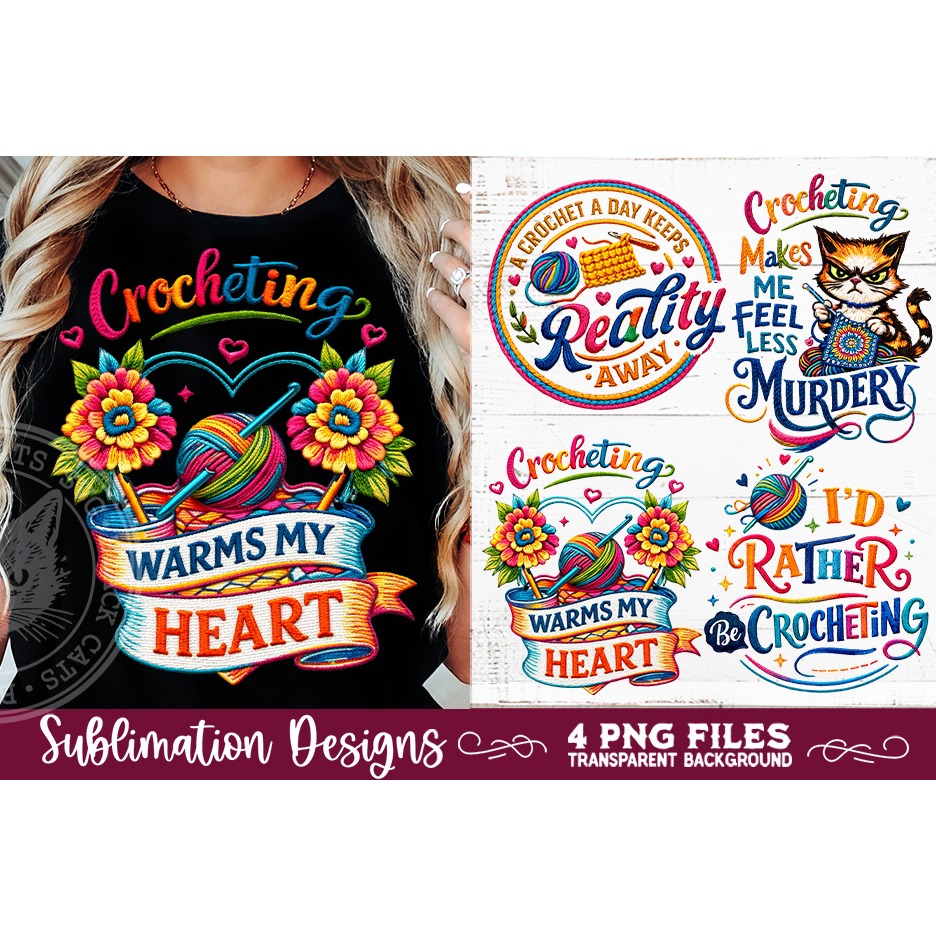 Crocheting Sublimation Faux yarn PNG 4 Designs 6